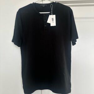 Vince Black Short Sleeve Henley Shirt